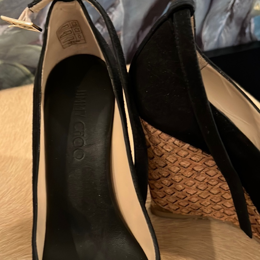 Jimmy Choo Espadrilles black open toe size 37 1/2.  never worn (no box)